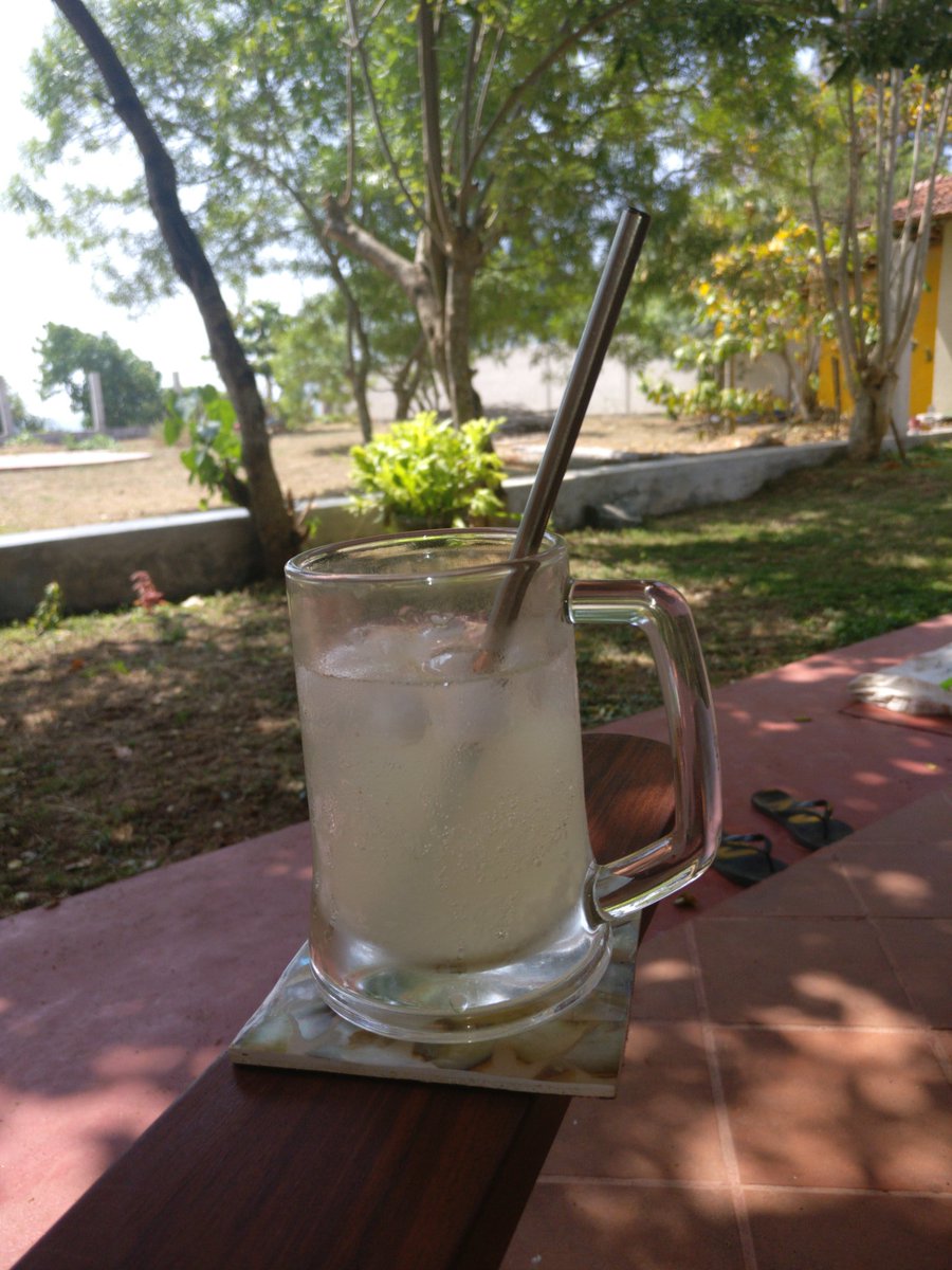 Leftaf's tweet image. Thanks to @Byeplasticbags here on SriLanka the drinks get served with metal stroh. More great ideas to come.