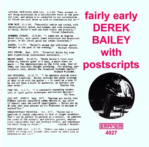 karyobin014's tweet photo. #DerekBailey🎸– Fairly Early With Postscripts
Emanem🇬🇧 – 4027  1999
https://t.co/D3PNHqqkxy 
https://t.co/VuxCWg3zY9 #FreeJazz
#AnthonyBraxton – flute, soprano saxophone(#3, 4)🎷
#KentCarter – bass(#9, 10)
#JohnStevens – drums(#9, 10)🥁 https://t.co/wkVxfCJSW4