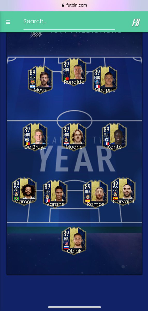BryantParada1's tweet photo. @FUTBIN my prediction fifa19 #TOTY https://t.co/YQJsvtxWfi