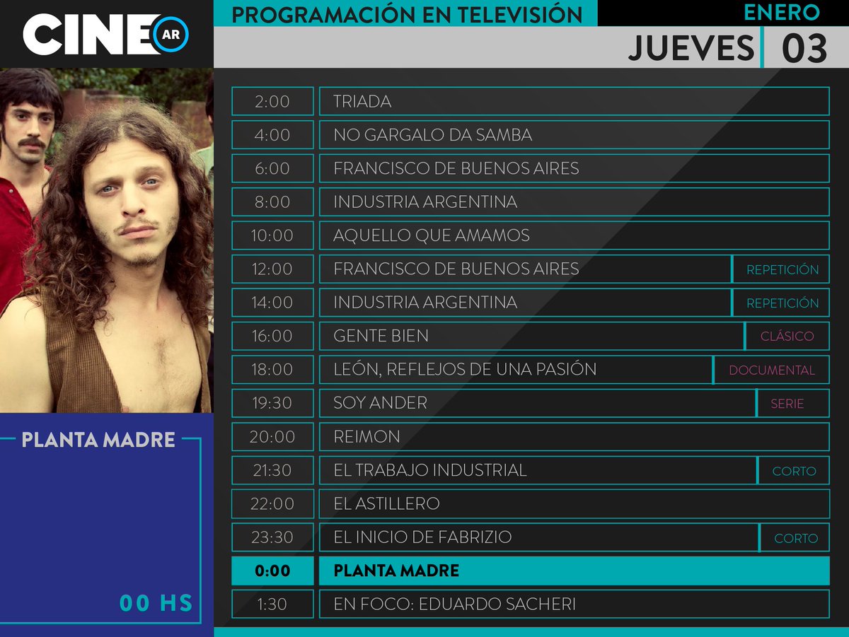 CINEAR_'s tweet photo. Jueves 3 en tu canal de #CineNacional.
Podés ver más contenidos argentinos en https://t.co/KeakVEH6Jm https://t.co/L5djQeM15f