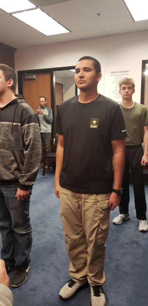 pghsxc's tweet photo. Brian officially in the U.S. Army.  So proud of him.  Remember rule number 1. https://t.co/osDodSk4vp