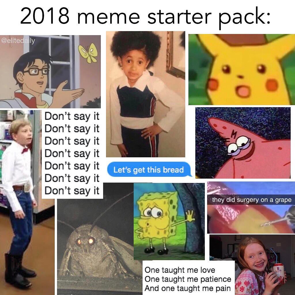 Memes pack. Started Pack мемы. Starter Pack мемы. Мем 2018. Which Мем.