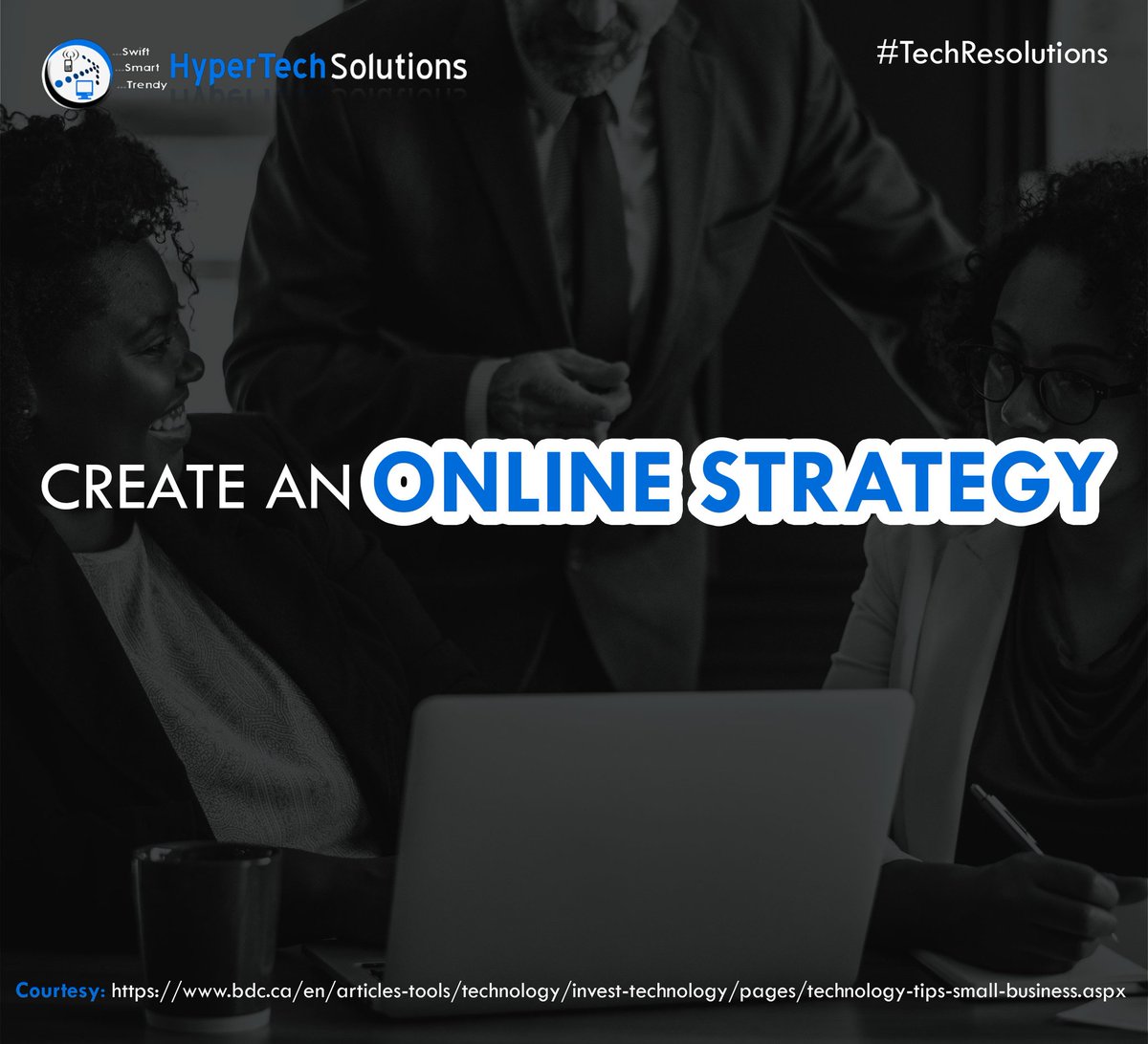 hypertechke's tweet image. 2. CREATE AN ONLINE STRATEGY
What are your website’s goals? How does your online presence tie in to your overall business plan? A well-defined online strategy will help ensure your investments in this area pay off with higher sales and better customer service.
#TechResolutions