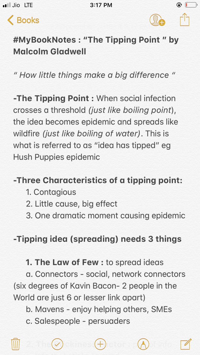 LokeshSpeaks's tweet photo. Boiling point is nothing but the Tipping point for explosion of actions. “
The Tipping Point” debut book by Malcolm Gladwell is extremely relevant for people engaged in #transformation #BookinMyHand #MyBookNotes https://t.co/V5M5zqUb0x