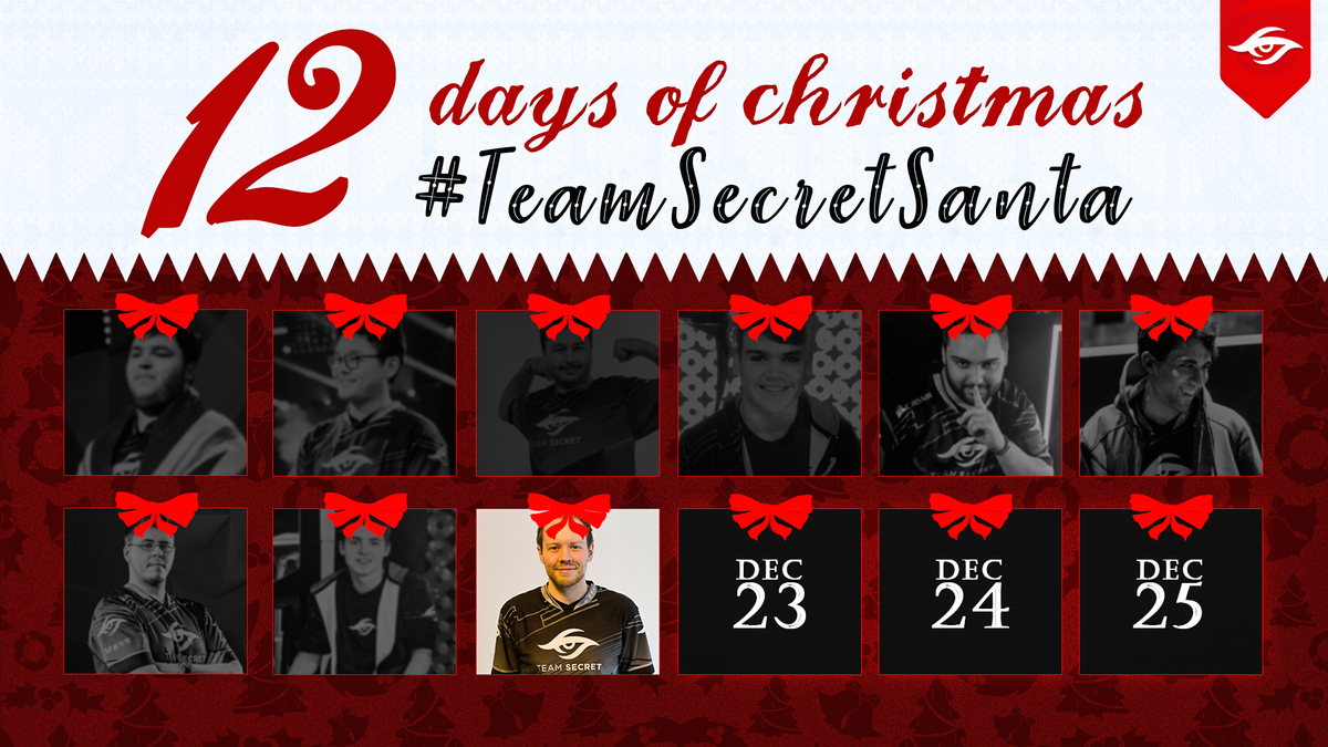 teamsecret's tweet photo. #TeamSecretSanta π
| Day 9β£| Captain of #SecretAOE, @Secret_TheViper wants to know: which #TeamSecret player has inspired you the most this year?
β
π Follow, RT, and give us your answer below! https://t.co/K9UiVIgnCH