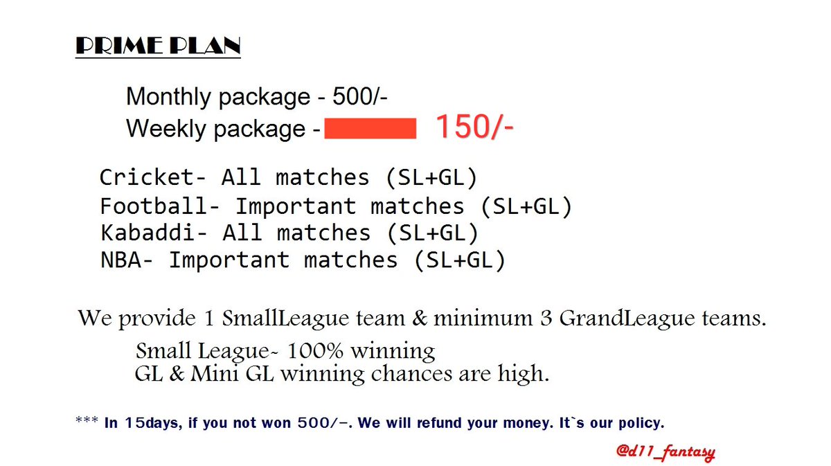 d11_fantasy's tweet photo. Want to wins more? Join our prime membership. Wins daily.

If you play only #NBA matches then you can join our NBA Monthly package at just 250/-.

If anyone join our monthly packaege before 25th December, they will get 40% discount.

Contact us WhatsApp @+918013709506 https://t.co/wxKb6zfG6s