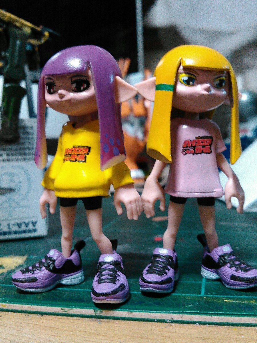 Dino Pa Twitter 再録 スプラトゥーンきせかえコレクション 改造の大野晶風フィギュアと日高小春風フィギュアです 髪型が変えられなかったのて雰囲気だけ出てたらいいかなと ハイスコアガール