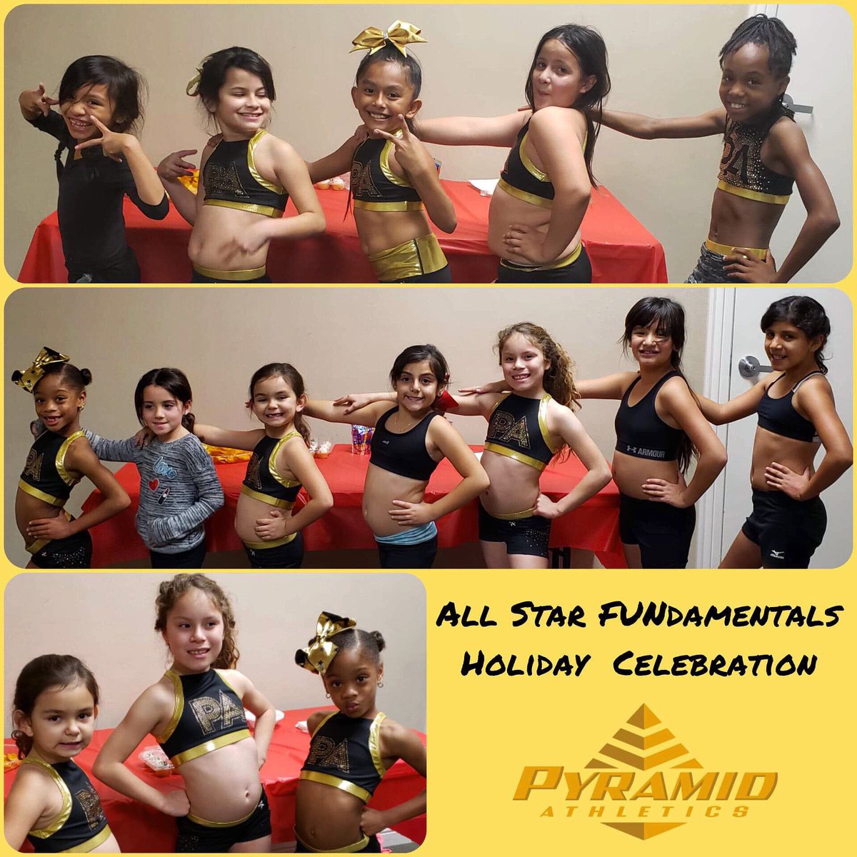 gymnasticsbeat's tweet photo. Happy Holidays from our Fundamentals Cheer Program at there after practice Holiday Celebration! #fundamentalscheer #happyholidays https://t.co/Snvpakyk3k