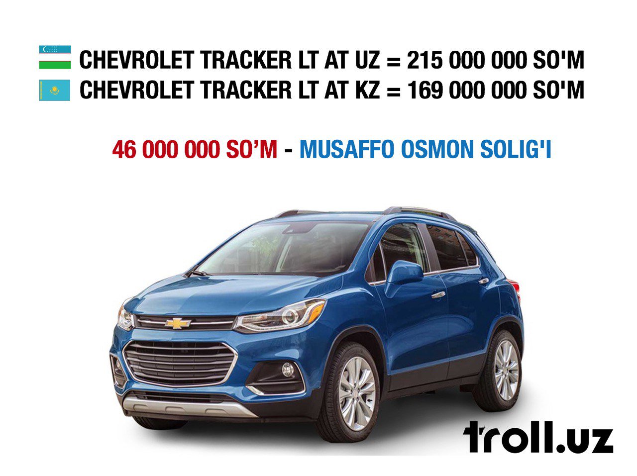 Chevrolet Tracker NARXLARI 2022
