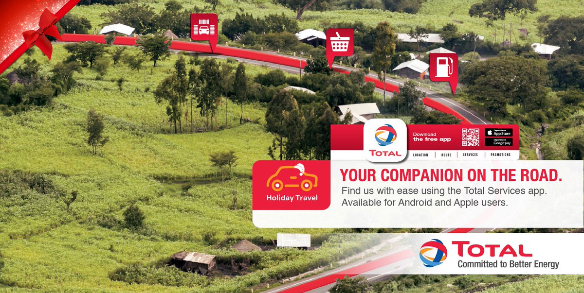 TotalEnergiesUG's tweet image. #TotalServicesApp, your #Travel companion.
On your trip, locate the next #TOTAL station with ease. Available for both android and apple users. Download NOW on Android: goo.gl/QT5Qyd or iOS: goo.gl/zTU6Xt

#HappyHolidays #HolidayTravel