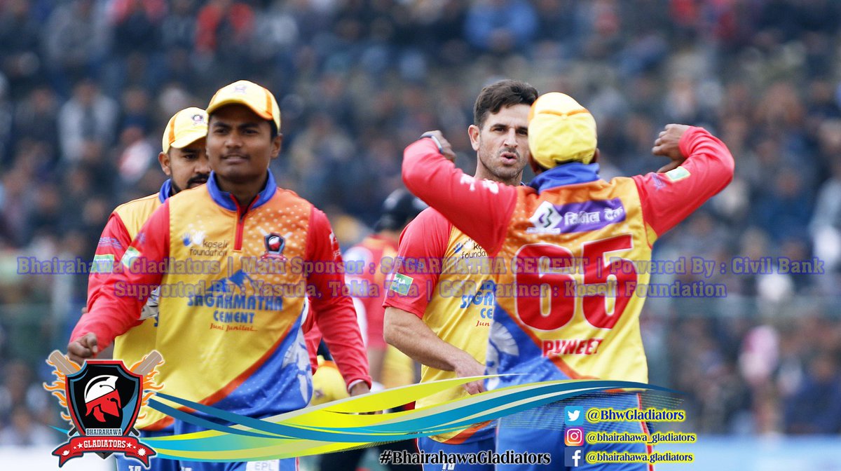 BhwGladiators's tweet photo. Patriots are 61-2 in 8 overs.
#LPvsBG #TVSEPL2018 #BhairahawaGladiators #SagarmathaCement #CivilBank #ToklaTea #Yasuda https://t.co/dUoTIRtMAT