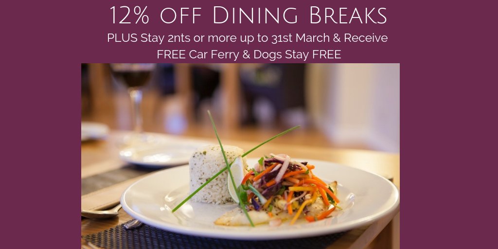 12% Off Dining Breaks
Prosecco, 2 course Dinner, Coffee, Truffle Tray, Bed &amp; Breakfast now fr £52.80pp 
+ Stay 2 nights + up to 31st March &amp; Get your Isle of Wight Car Ferry for FREE
+ Dogs Stay FREE when you stay 2 nights + up to 31st March.
01983 869000
ow.ly/6qGs30mRrki