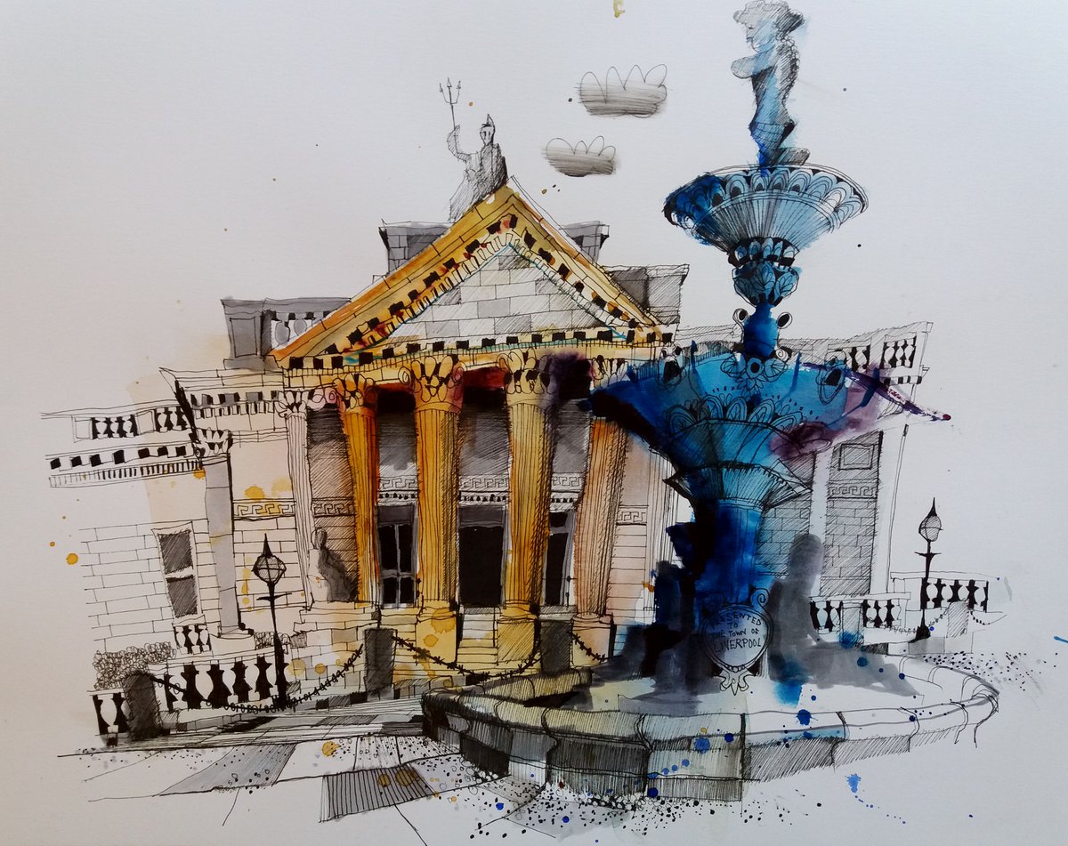 IanFennelly's tweet photo. Liverpool, pen and watercolour. https://t.co/8FB3gjMrHr