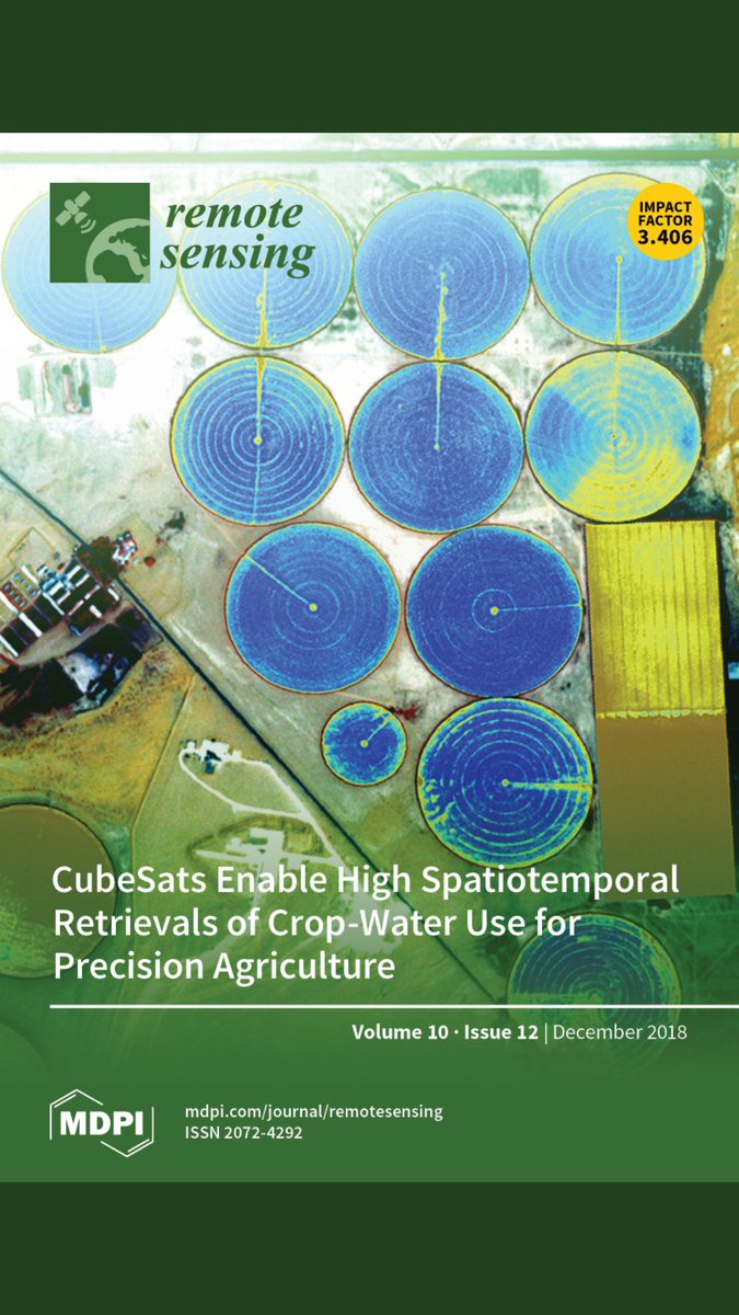 Prof_MFMcCabe's tweet photo. Our work on retrieving the highest resolution estimates of crop water use  from space made the December cover of @RemoteSens_MDPI https://t.co/tYTIDcMujY
#precisionagriculture #cubesats #cropwateruse https://t.co/oc9imAklji
