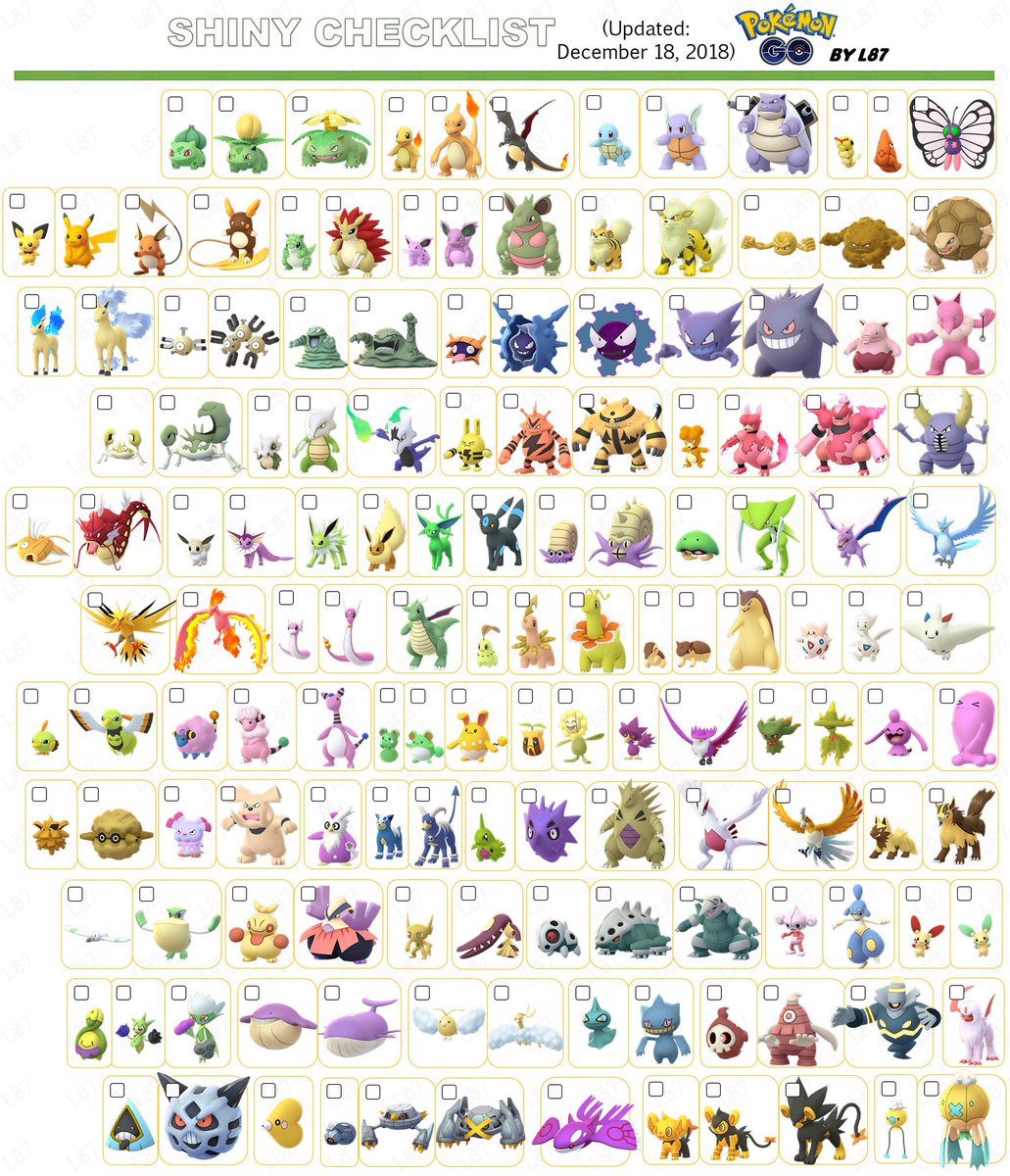 Iv Coord Updates Pokemongo Updated Shiny Checklist Pokemongo