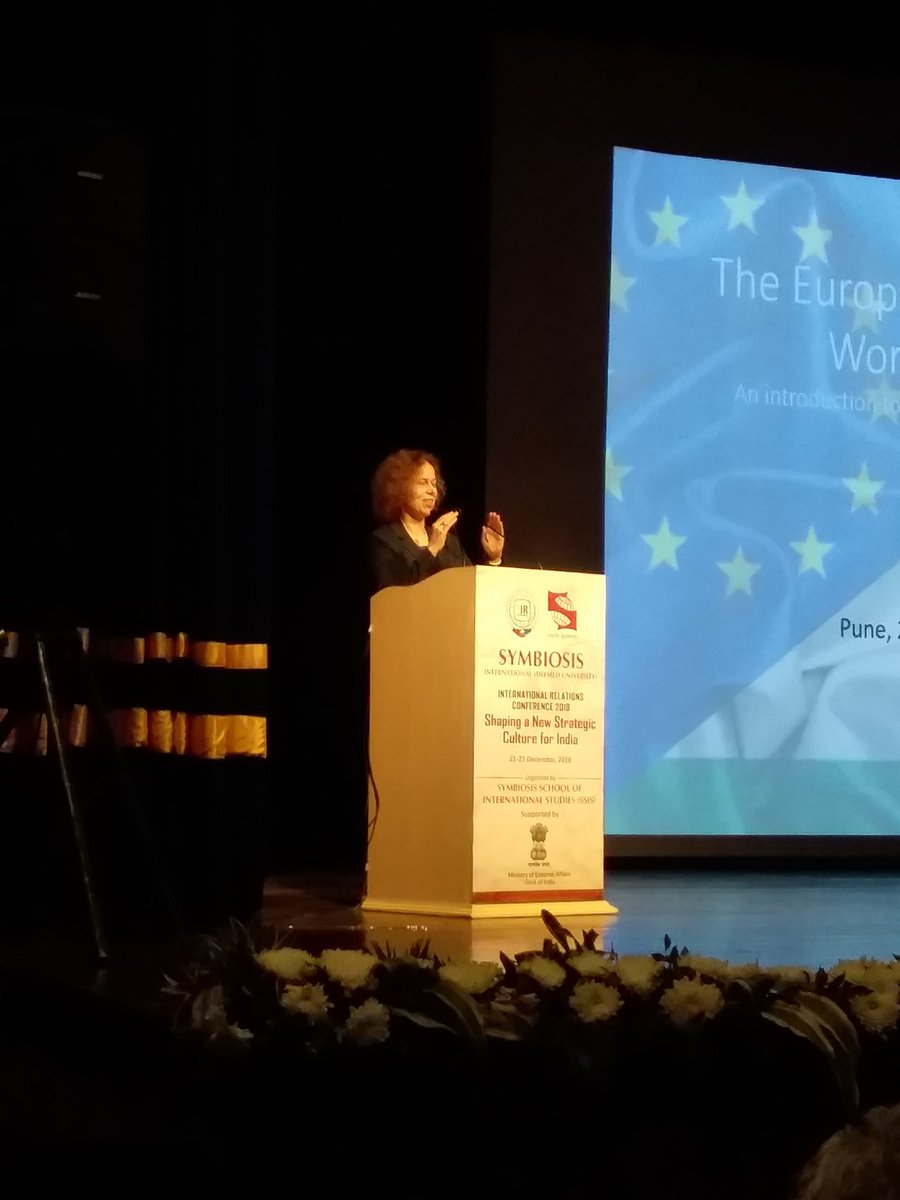 ssis_tweets's tweet photo. Ms. Friederike Tschampa, Head of EU political delegation to India, addressess #SSIS Pune at #IRC2018. She deliberated upon the EU and its foreign engagement esp. With respect to India, and the areas of common interest. https://t.co/QLzJBNMBi4