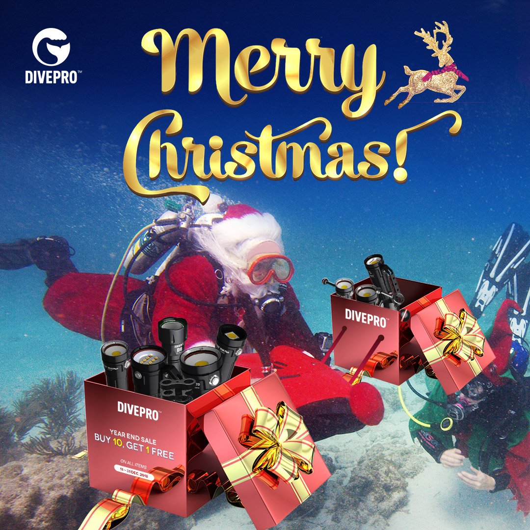 diveprolights's tweet photo. Ho Ho Ho! Scuba-diving Santa brings holiday cheers with premium Diveprolights! We wish you all a Merry Christmas 2018 and a Happy New Year 2019!

#divepro #diveprolights #merrychristmas #scubadivingsanta #scubadiving #divelights #underwatervideolights #christmas2018  #newyear2019 https://t.co/Foiv0oCYXI