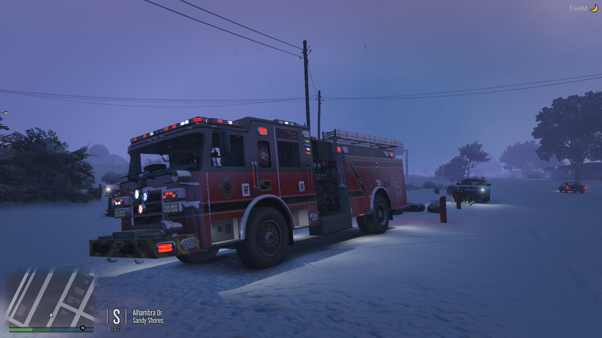 GokuRP_'s tweet photo. Fun Patrol tonight as #LSCSO, helping Engine 50 create a Ice Rink in Sandy Shores before both of us being called out to a Smoke Alarm in Grapeseed. Not pictured is getting shot by armed robbers, but just in the shoulder. #AsgardRPLife #AsgardRP #ProjectAsgard https://t.co/v1kesETGae