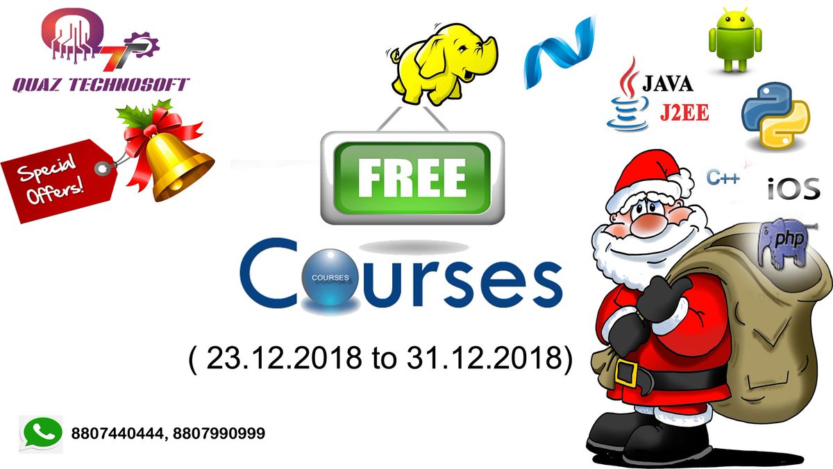 QuazTechnosoft's tweet image. Quaz Technosoft offers free Courses in Chennai during Christmas and new year holidays. Qualified Implant &amp;amp; Internship Training Chennai trained by Best Qualified Training Experts. #Java, #DigitalMarketing , #free,#python,#CoreJava,#Python, #Android Call: +91-8807440444, 8807990999
