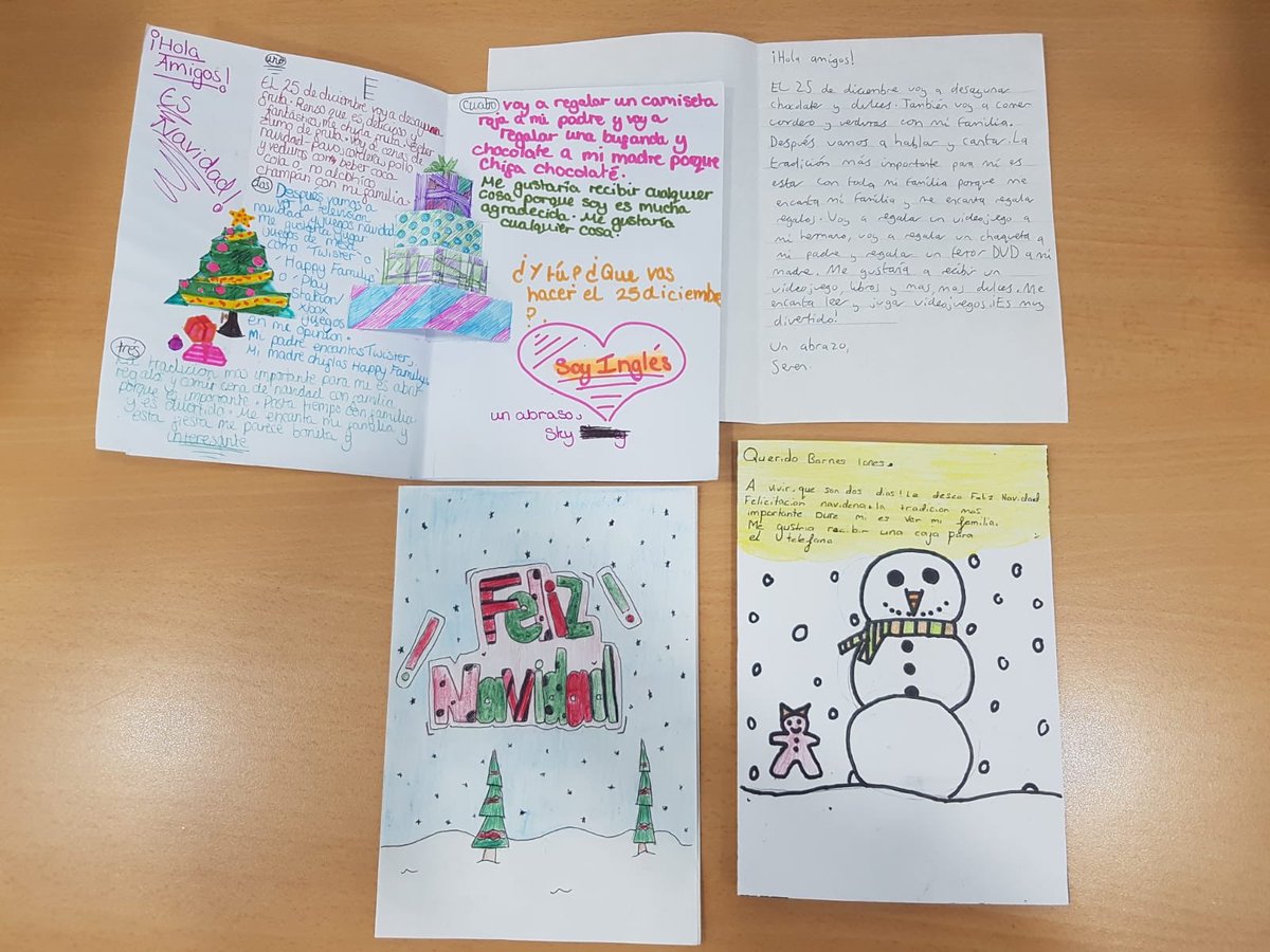 TLESMFL's tweet photo. Our partner school in Spain have received our Christmas cards from our competition. Here are some of their favourites! 🎄 🇪🇸 🇬🇧 #barresiones #feliznavidad https://t.co/0Mo50VobDv