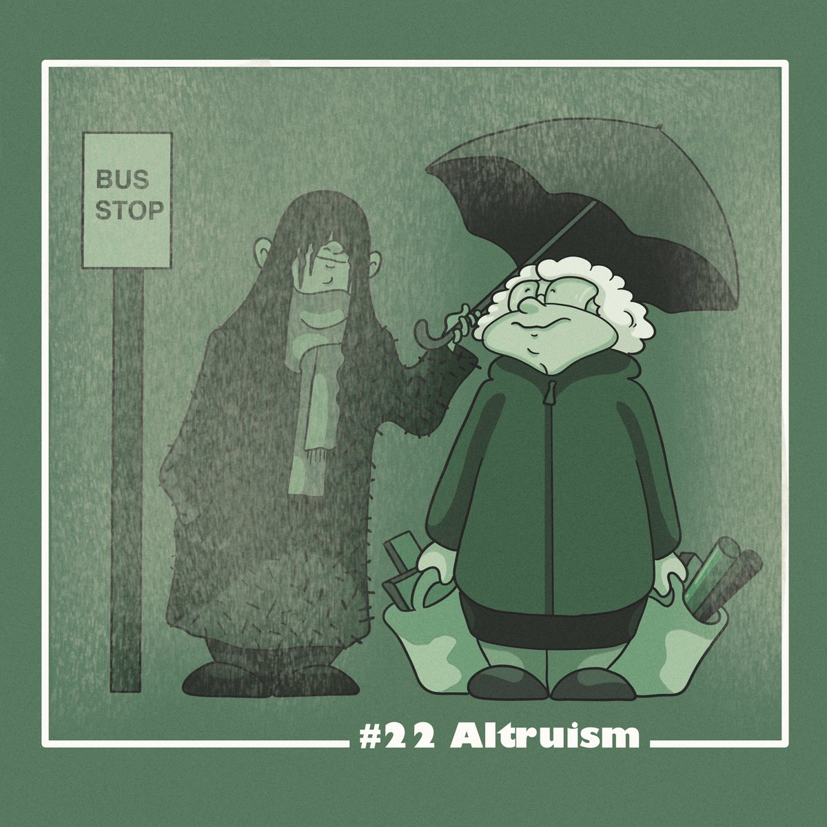 MatchewieH's tweet photo. #adventdraw Day 22: #altruism
Been dreading today’s prompt word. Made a couple of attempts that just felt really heavy handed so decided to capture a moment of kindness instead
#adventdrawings #lastminutexmasshopping #caughtintherain https://t.co/HiurNnWjci