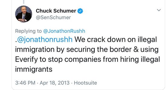 wdunlap's tweet photo. @charliekirk11 In 2013, all 54 Senate Democrats voted for $46 BILLION in border security, including building or repairing 700 miles of border fencing. Chuck Schumer, Harry Reid, and even Elizabeth Warren all voted Yes. What has changed? Oh, everything Trump Bad now – so hypocritical for them! https://t.co/SU3JDuafgP