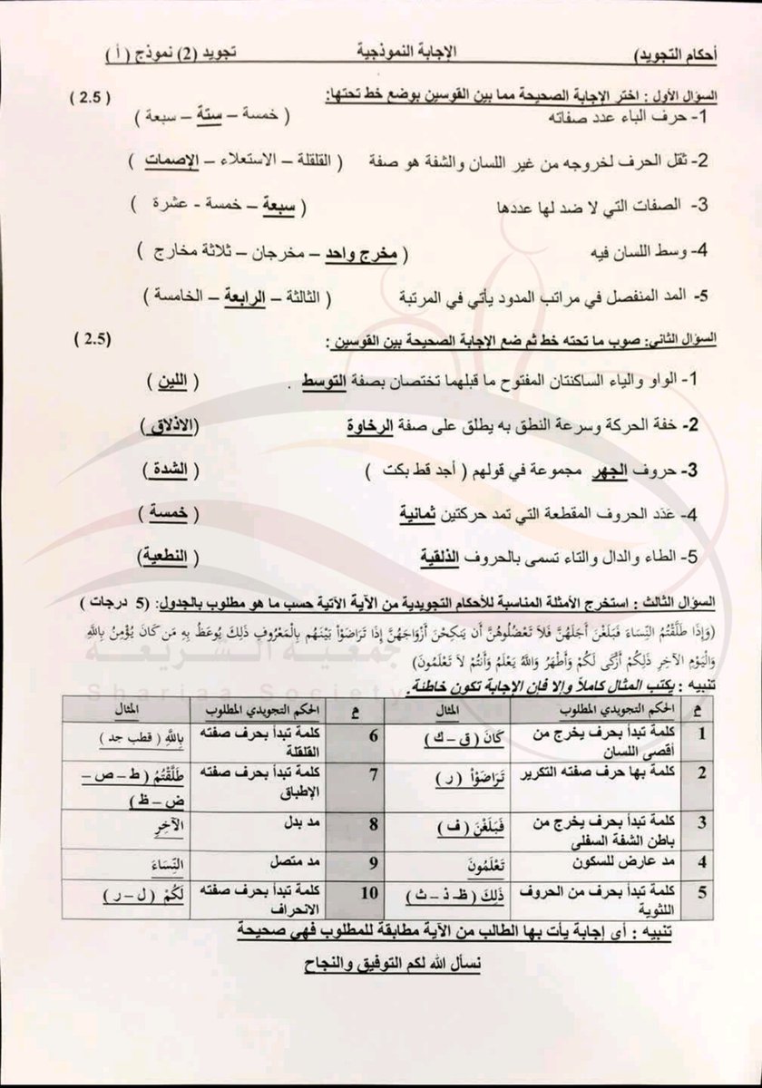 Ù‚Ø§Ø¦Ù…Ø© Ø§Ù„Ø´Ø±ÙŠØ¹Ø© Ø·Ø§Ù„Ø¨Ø§Øª Pa Twitter Ø¥Ø¹Ù„Ø§Ù† Ù†Ù…Ø§Ø°Ø¬ Ø¥Ø¬Ø§Ø¨Ø§Øª Ø§Ù„Ø§Ø®ØªØ¨Ø§Ø± Ø§Ù„Ù†Ù‡Ø§Ø¦ÙŠ Ù„Ù…Ù‚Ø±Ø±ÙŠ ØªØ¬ÙˆÙŠØ¯ Ù¢ Ùˆ Ù¤ Ø¬Ù…Ø¹ÙŠØ© Ø§Ù„Ø´Ø±ÙŠØ¹Ø©