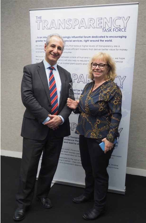 Here's @JuliaDreblow of SRI Services and FundEcomarket with her Transparency Trophy that she won at our recent symposium on #climatechange #ClimateBreakdown #ClimateEmergency #ClimateAction Email andy.agathangelou@transparencytaskforce.org for details on the next symposium