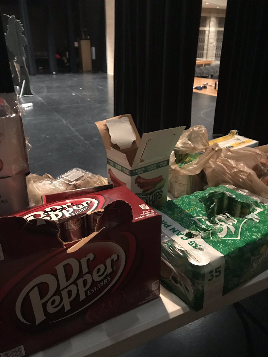 Academytheatre2's tweet photo. Good thing there’s snacks...
#hour8 #24hourtheatre https://t.co/IwKVyfZhTx