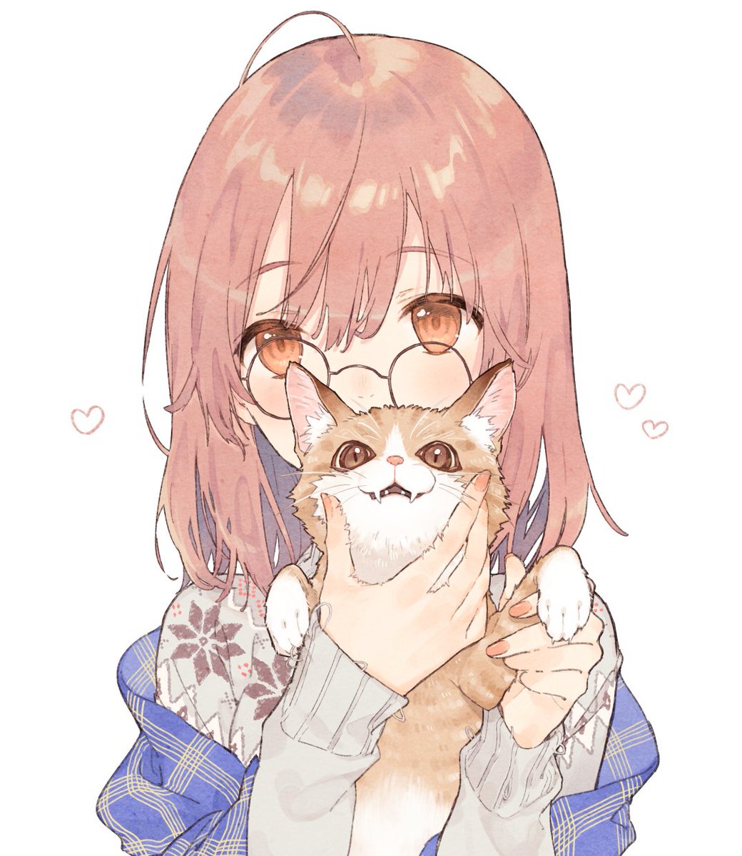 1girl holding glasses white background holding animal round eyewear simple background  illustration images