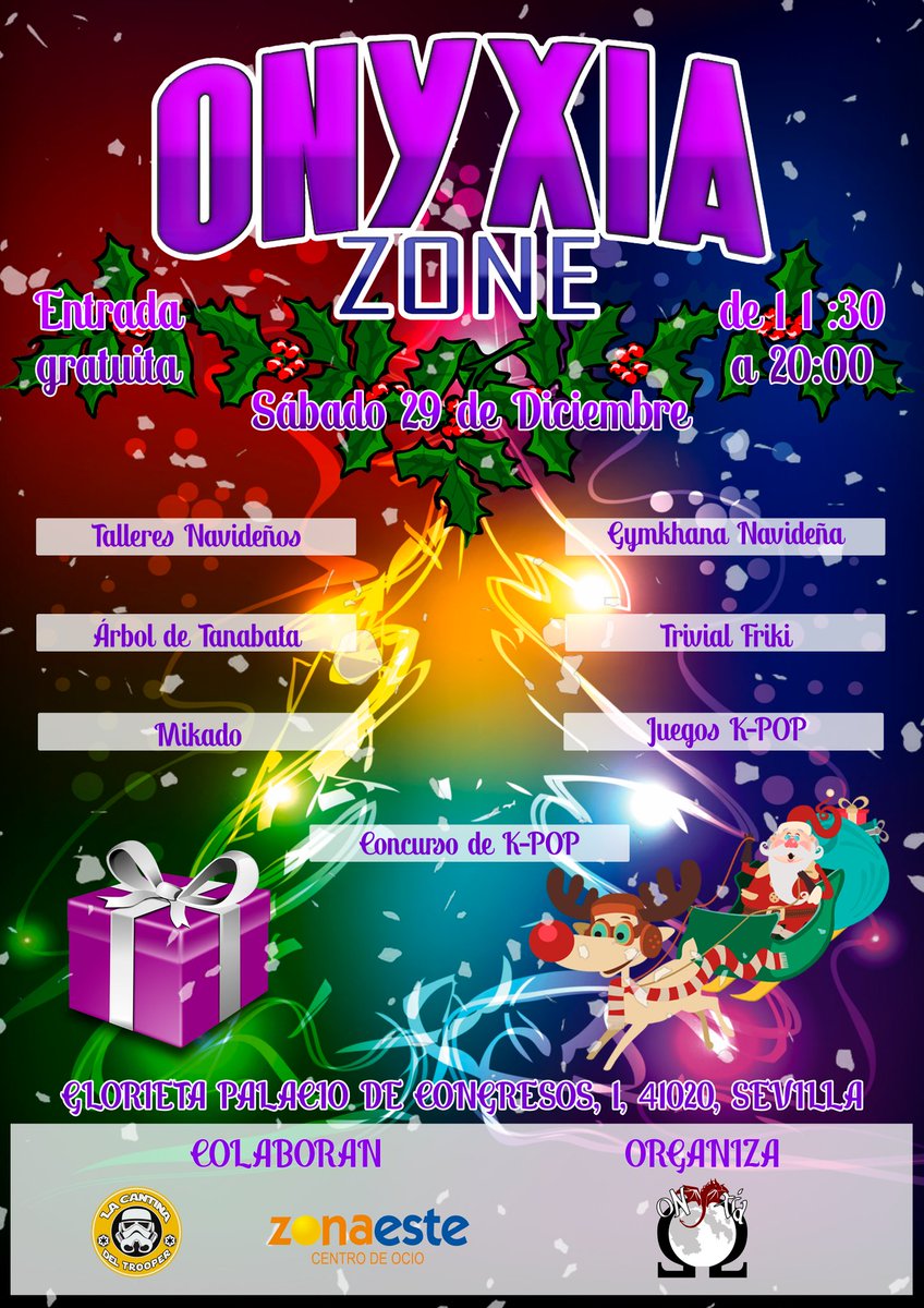 AsoOnyxia's tweet photo. Que poco queda para empezar nuestros eventos.

Onyxia Zone Especial Junior
26,27 de diciembre.
2,3 de enero.

Onyxia Zone especial "Navidad"
29 de diciembre.

5 días llenos de actividades, concursos, K-pop y juegos. Os esperamos en @CCZonaEste . Evento gratuito. https://t.co/zyNY52rR9Z