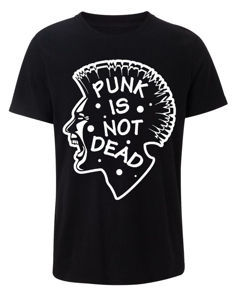 USDesignTShirts's tweet photo. eBay: Punk Is Not Dead Slogan Punks Anarchy Mohawk Men's Printed Black Cotton T-shirt https://t.co/5ZIR4NF780 https://t.co/b3C5wotn2U