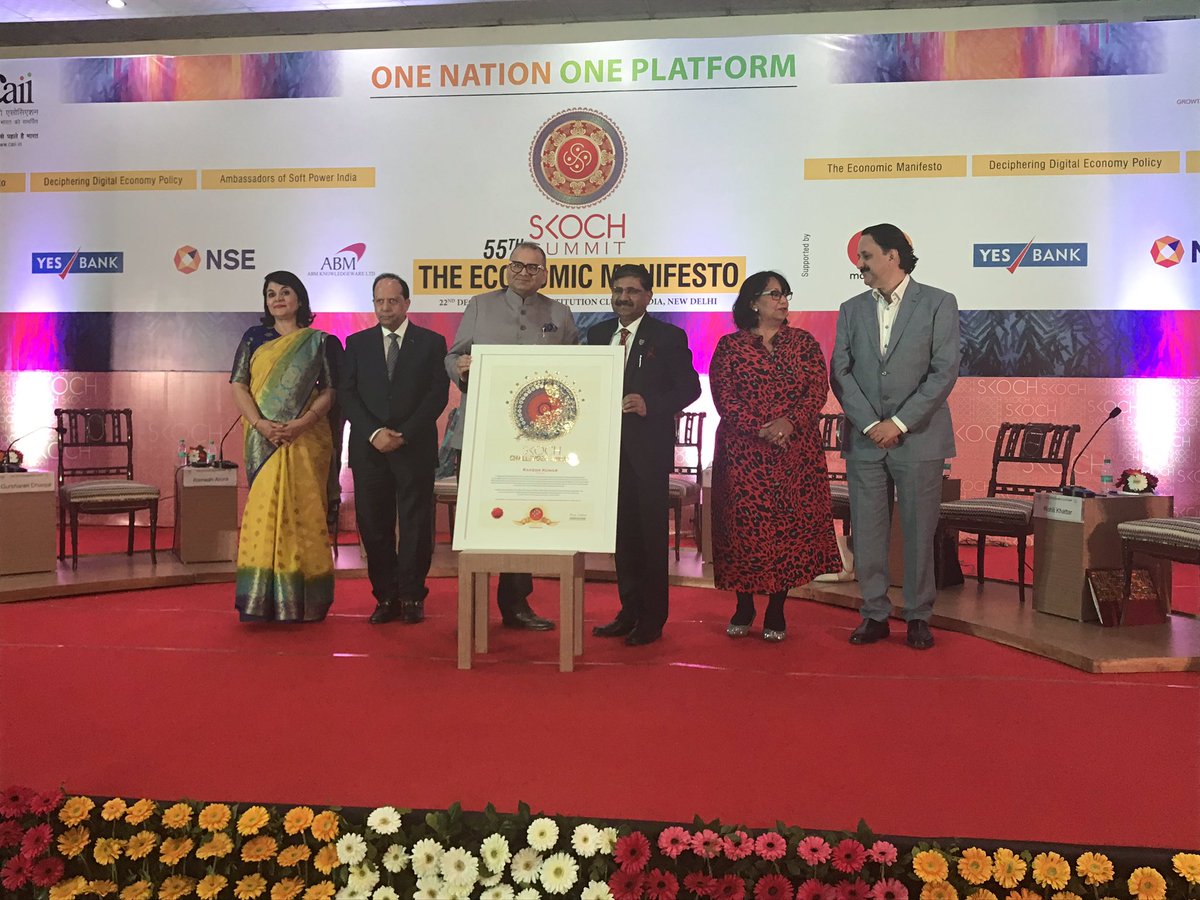SKOCH Challenger award being conferred upon @DrRkumar92, @UNDP_India
at the 55th #SkochSummit #TheEconomicManifesto. #SkochAward #India2030 @SkochSameer @DhanjalDr @RohanSkoch