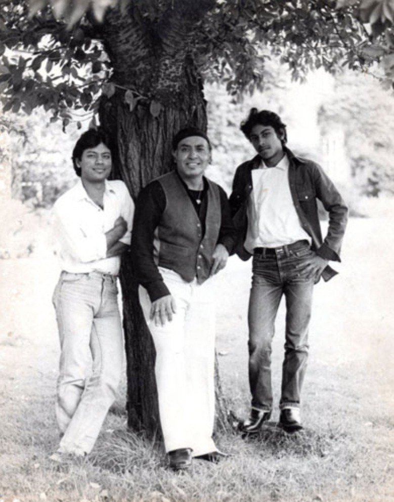 Digging up the archives, I found this old photograph of me along with my father, the maestro #UstadImratKhan and my brother on my first tour to England. 

#SitarMaestro