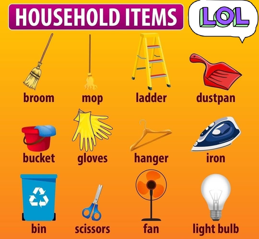 Household items in English, Household things