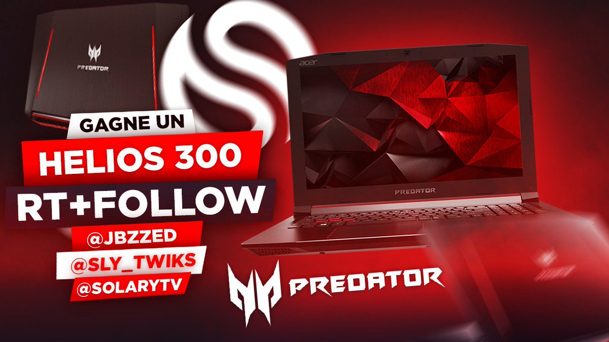 SolaryTV's tweet image. Grâce à nos deux streamers, on a l'opportunité de vous faire un deuxième cadeau pour Noël 😏

On vous fait gagner un PC Predator Helios 300 ! 
Pour participer, rien de plus simple ➡ RT + Follow @jbzzed, @sly_twiks &amp;amp; @SolaryTV 😉

T.A.S samedi 29 décembre dans la journée 🔥