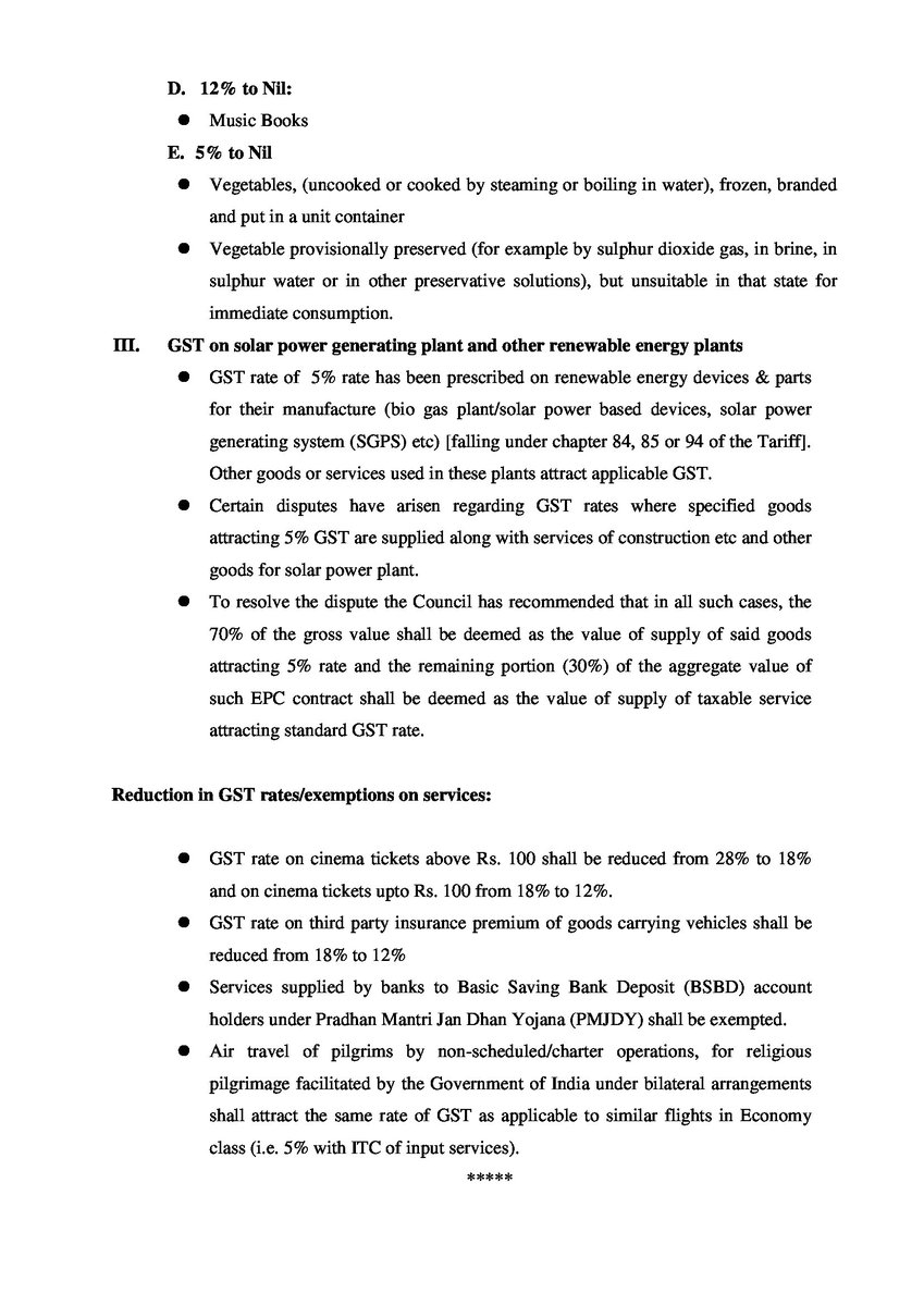 cbic_india's tweet photo. Recommendations on rate changes made by @GST_Council in its 31st meeting held on 22.12.2018. https://t.co/jWfKUnsuWj