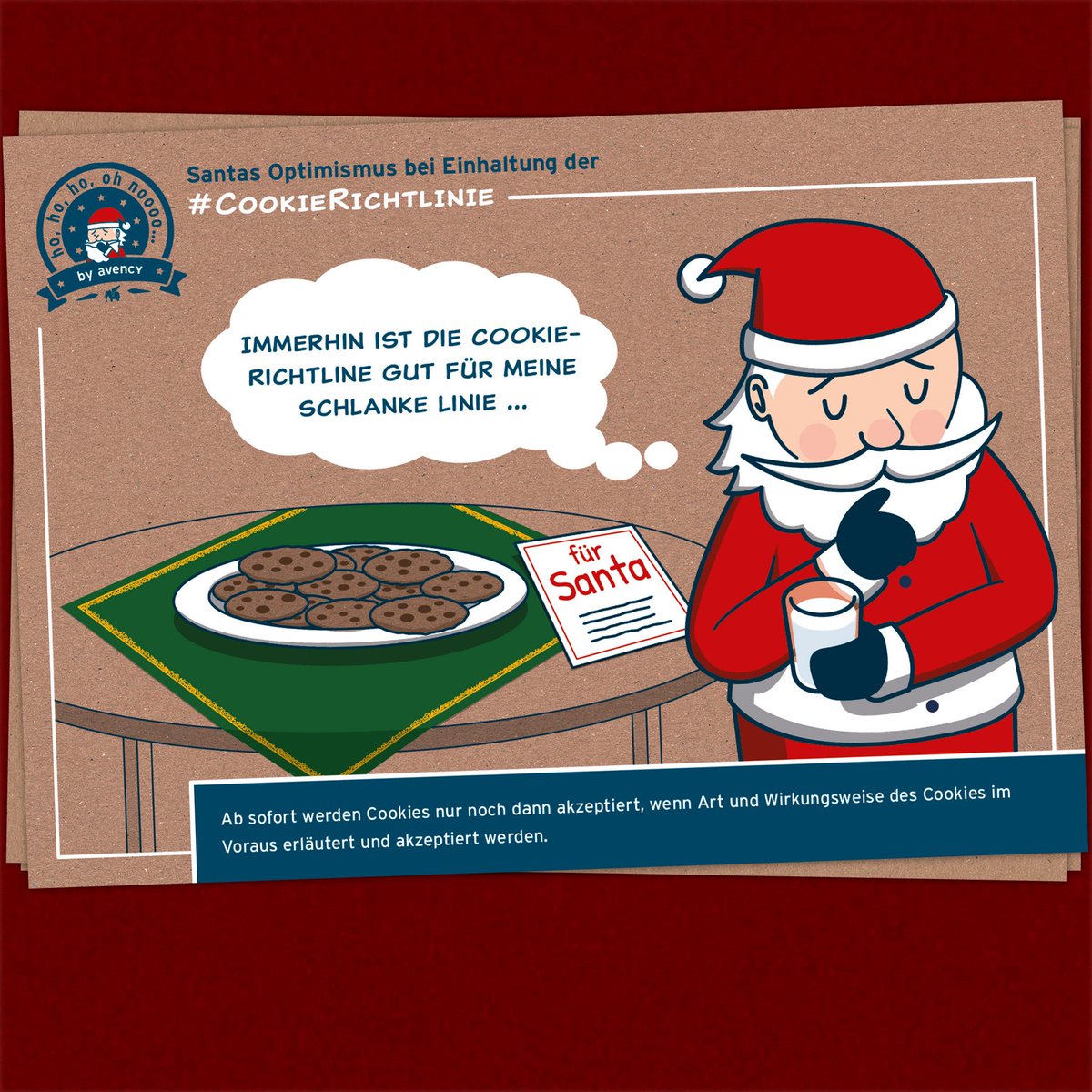 avencyGmbH's tweet photo. 🎅 Santas Optimismus bei Einhaltung der #CookieRichtlinie
—
#SantaUndDerDatenschutz |
Schmunzelt in den kommenden Tagen weiter mit uns über Santas Beiträge und Ideen zu #DSGVO und #Datenschutz… #HoHoHoOhNoooo https://t.co/Hz96ilcEuP