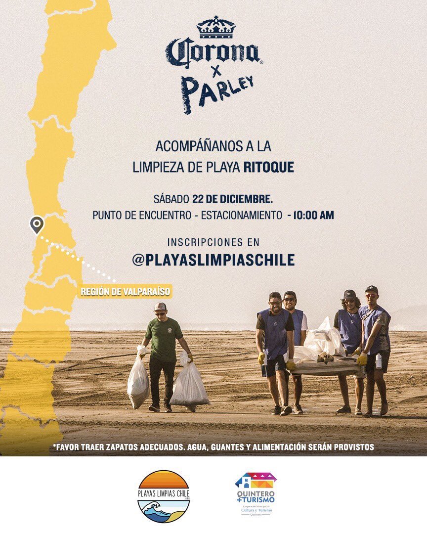 Cp_Quintero's tweet photo. Súmate HOY a la Campaña #VoluntariosPorElOcéano de #CoronaXParley
Con la estrategia #Interceptar #Abandonar #Rediseñar
La actividad comenzó a las 10:00 en playa #Ritoque en #Quintero
Conoce las próximas fechas de limpiezas de playa en https://t.co/iBRl1jll9D https://t.co/eI25PwWRhq