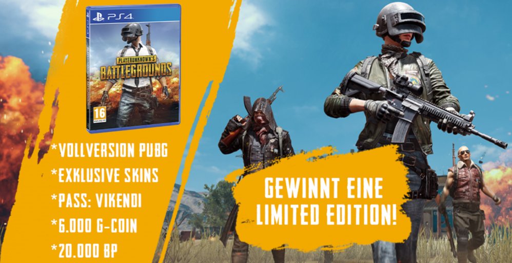 Wir verlosen 5x eine digitale Champion's Edition für #PS4PUBG 

Um an dem Gewinnspiel teilzunehmen:

❤️Liken
✍️<a href="/PUBG_DE/">PUBG: BATTLEGROUNDS Deutschland 🇩🇪</a> folgen
🔁Retweeten

🎁🎄Gewinnerziehung ist am 25.12.2018.🎁🎄

Viel Glück und frohe Festtage!