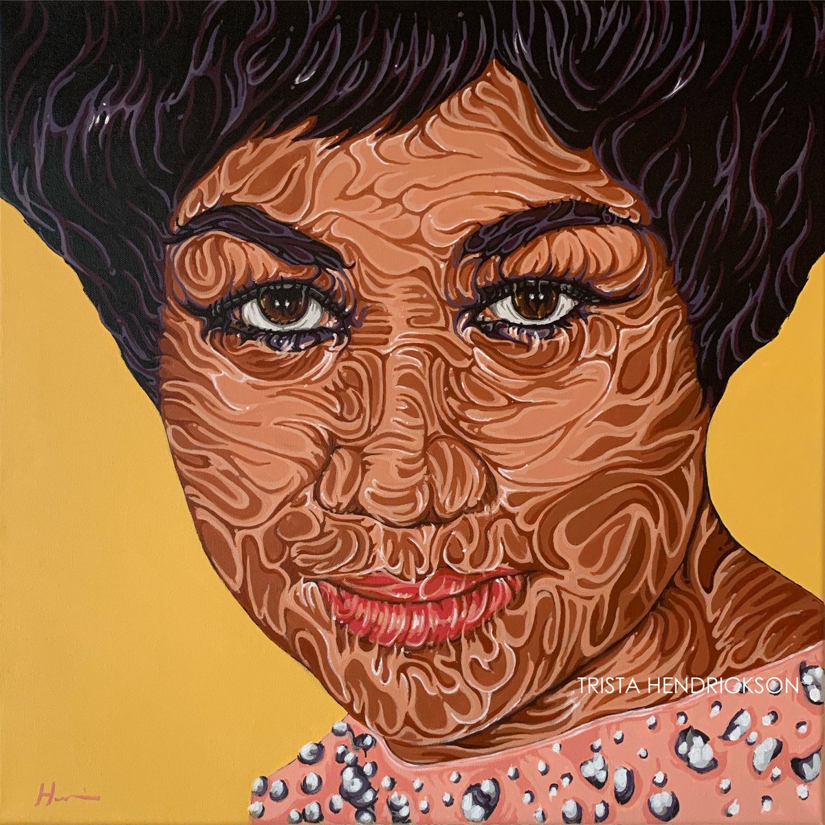 Aretha-A portrait of of Aretha Franklin just completed and available. Contact me to purchase #nempls #nemplsartsdistrict #art #artist #popart #painting #RnBmusic #soulmusic #aretha #arethafranklin #music #Mn #minneapolis #Abstract #casketsrtsbuilding #tristahendrickson