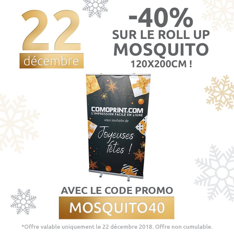 COMOPRINT's tweet image. Découvrez vite le roll-up Mosquito 120x200cm ! Un prix réduit pour une grande visibilité ! N&apos;hésitez plus et commandez vite sur comoprint.com grâce au code promo MOSQUITO40 ! 🔥
.
.
.
#impressionfacileenligne #impression #imprimerie #print #calendrier #avent #noël