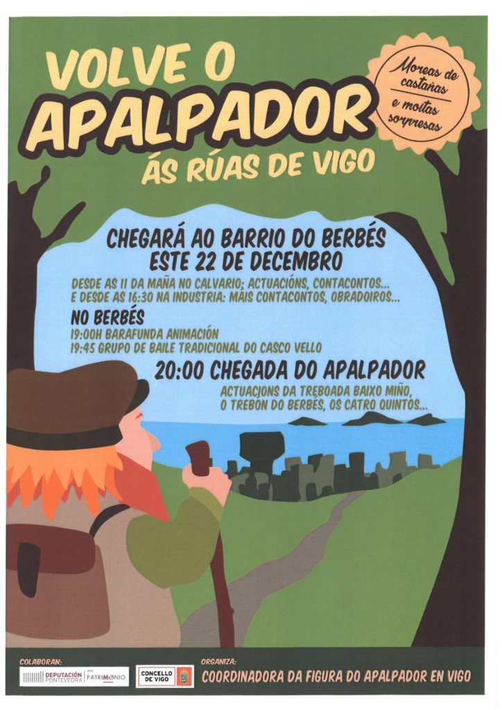 Hoxe volve o #Apalpador ás rúas do  Casco Vello de #Vigo e estará na Praza do Berbés ás 20:00 horas repartindo castañas e recibindo aos cativos do barrio. Achégate!