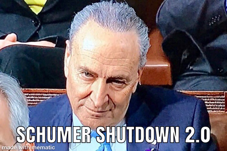 PhilMcCrackin44's tweet photo. Welcome to the SCHUMER SHUTDOWN 2.0
Schumer will not give in to funding #TheWall, because he refuses to give Trump a political victory....Even if it makes Americans safer.
Clearly, @chuckschumer hates Trump more than he loves the United States of Americaโ๏ธ
#BuildTheDamnWall๐บ๐ธ https://t.co/KH9L5jDbJs