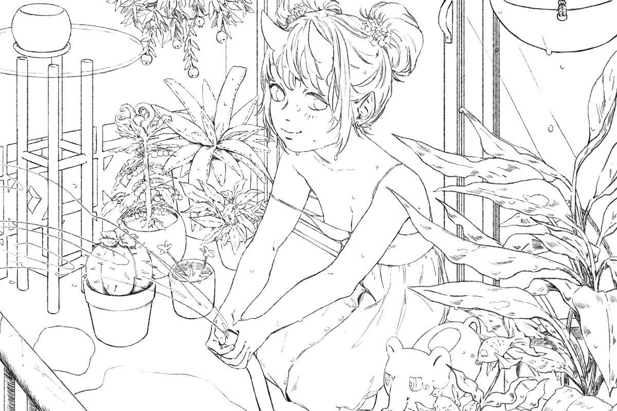 There's some details I need to put in but I've gotta head to work so I'm calling this lineart done for now, it's been a process in short little sections of free time 