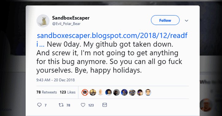 SeguInfo's tweet image. Exploit 0-Day en Windows publicado en Twitter dlvr.it/QvB7NB