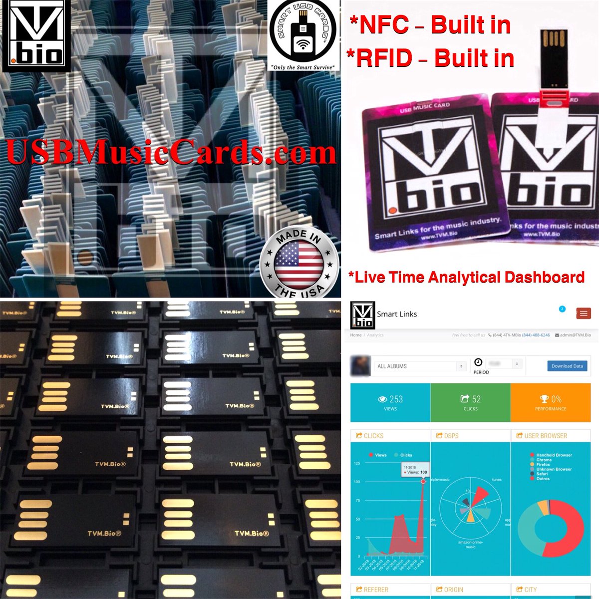 TVMBio's tweet photo. 2019 #NewTech analytics added to Smart USB Card™️ https://t.co/wCeDzp3Vc3 #music #musicnews #musician #recordlabel #customusbcard #usbmusiccard #musicindustry #SmartBadge Smart Badge #musicpromoter #musicconcert USB Credit Card #recordingstudio #CreditCardUSB Credit Card USB https://t.co/G46dnwrWNN