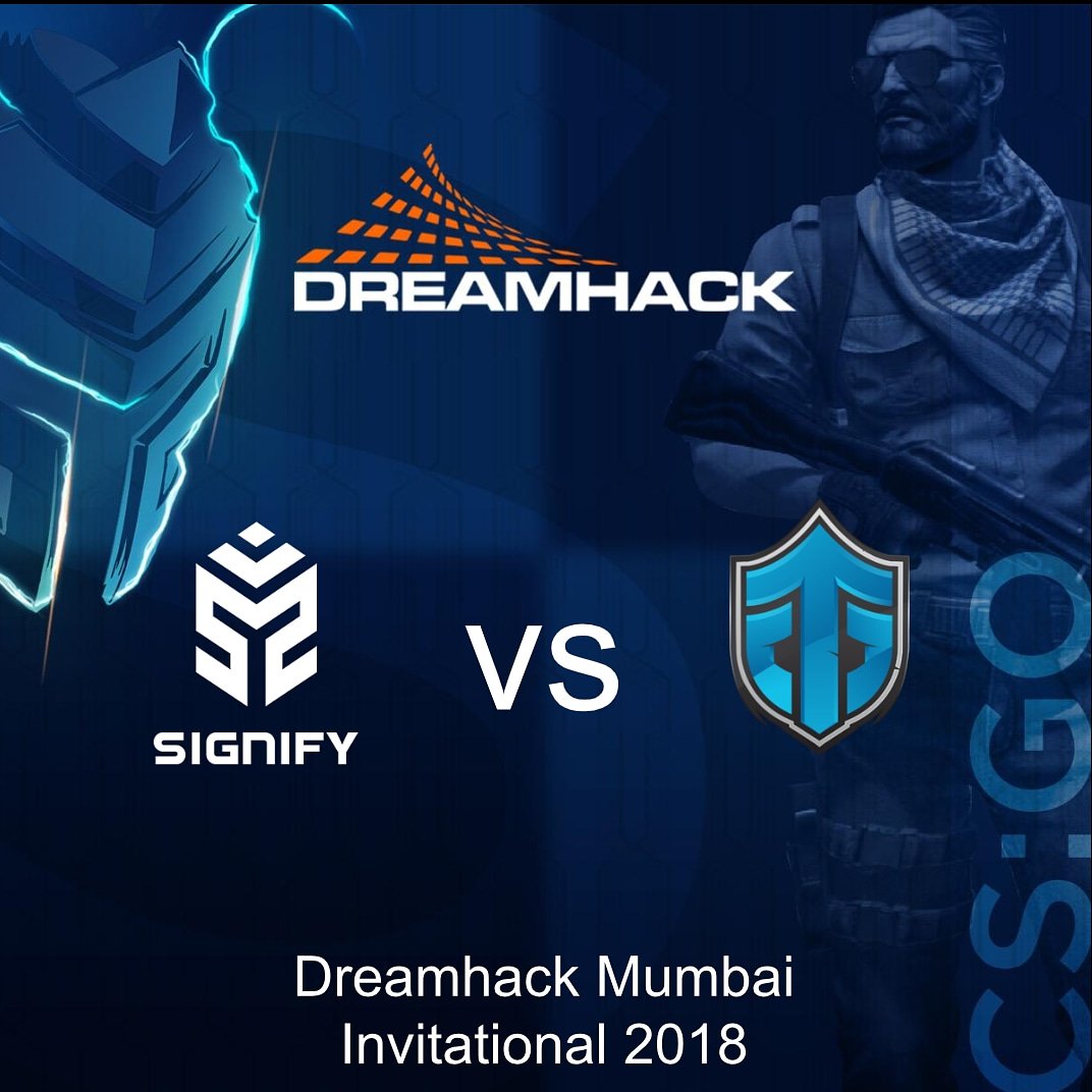 SignifyCSGO's tweet photo. We are live against Entity Gaming in a Best of Three series of Dreamhack Mumbai Invitational 2018.

Watch us live in our first ever big stage appearance!

#SignifyGG #PrideOfIndia #DreamhackMumbai https://t.co/GJmPm37a3s