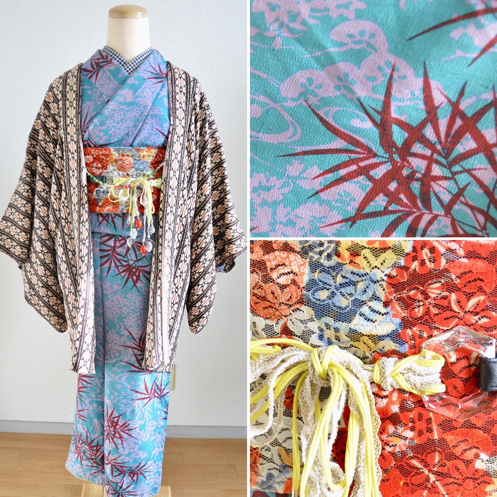 Kimono Closet Twitter પર 世田谷ボロ市戦利品 その2 竹の葉 着物800円 着物 世田谷ボロ市 帯 レース兵児帯 帯締 Choko Ringring 穴開きや擦れなどあり始めはスルーしたのですが やっぱりエメラルドグリーン色が気になって購入 カッコいい 世田谷ボロ