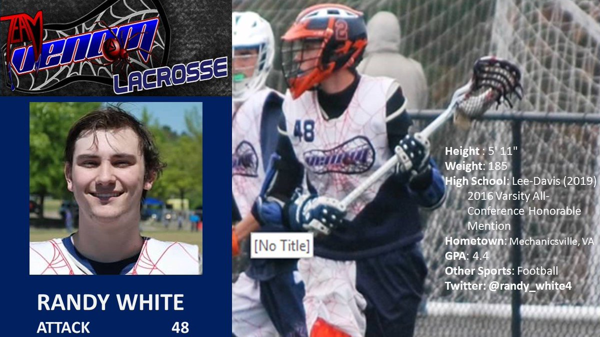 Randolph "Randy" White (2019, Attack) Lee Davis HS and Venom, #5 on the #VaLaxRecruits UNCOMMITTED 2019s (5th Attack) who will make a big impact this spring.  He is also a Lax Records <a href="/LaxRecords/">Mike Loveday</a> 2019 VA Player to Watch. <a href="/LeeDavisBoysLAX/">Lee-Davis Lacrosse</a> <a href="/TeamVenom2019/">Team Venom 2019</a> <a href="/RVAhslax/">RVA High School LAX</a>